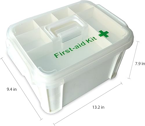 Miniatura 6 de Caja de primeros auxilios portátil para medicamentos de plástico con mango organizador básico. Kit de caja de almacenamiento médica de emergencia de