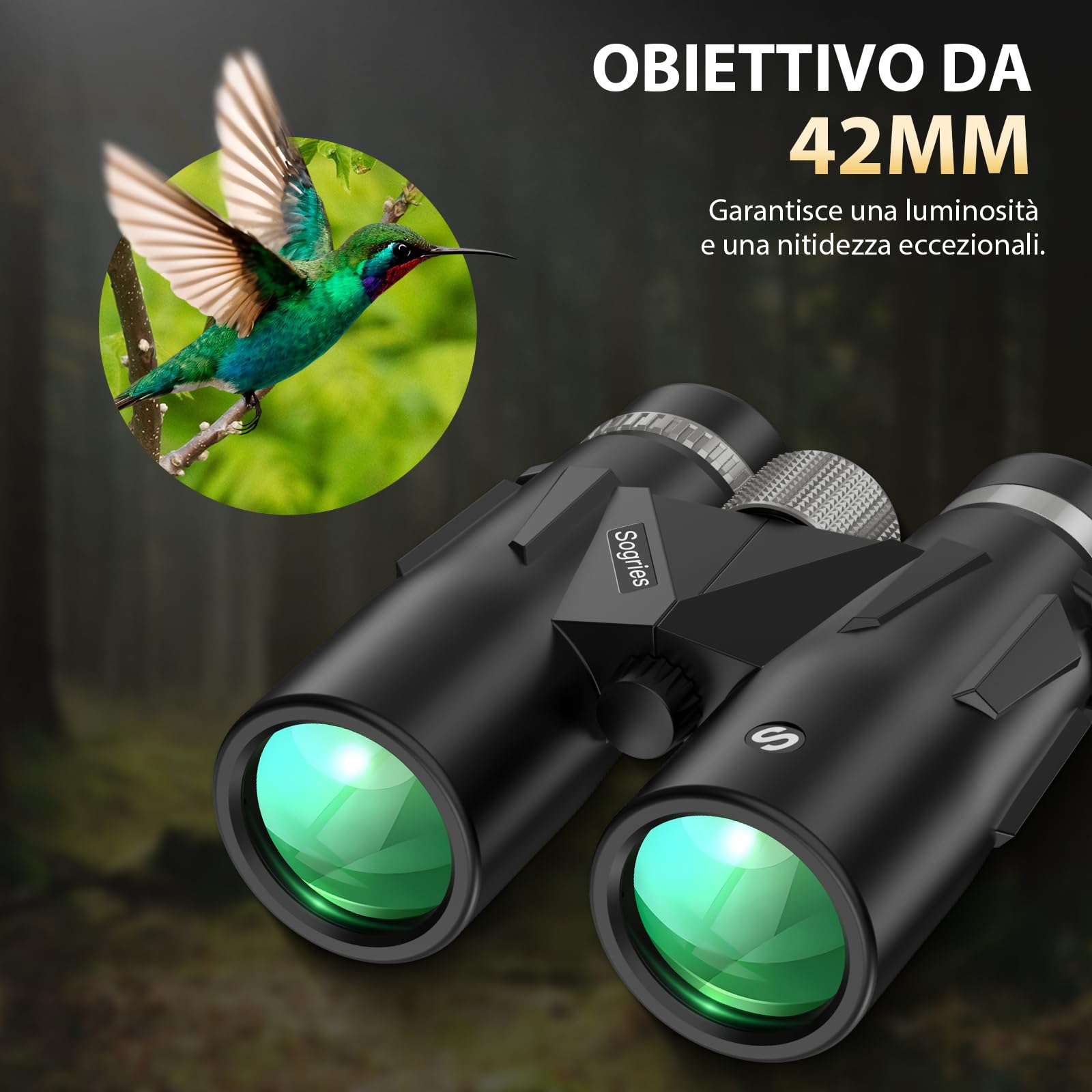 Binocolo 12x42 Professionale BAK4 Alta Definizione con Smartphone e Treppiede, Impermeabile per Birdwatching, Caccia e Escursionismo | BAK4, FMC, impermeabile, a prova di nebbia, ad alta potenza, per bird watching, escursionismo, viaggi