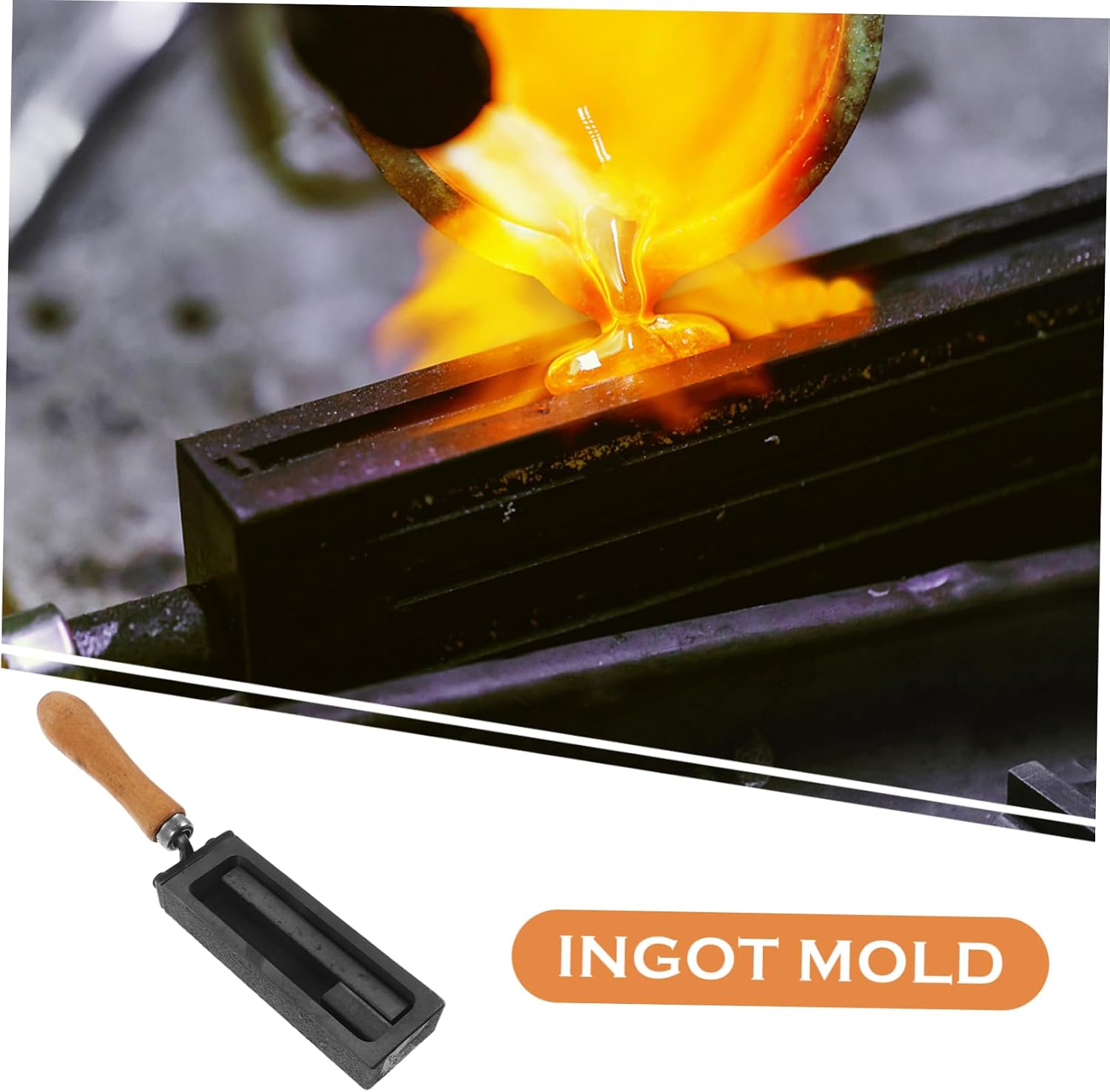 Lurrose 2pcs Iron Ingot for Melting Gold Silver Strip Shape Refining Casting for Jewelry Making Crafting High-Temperature