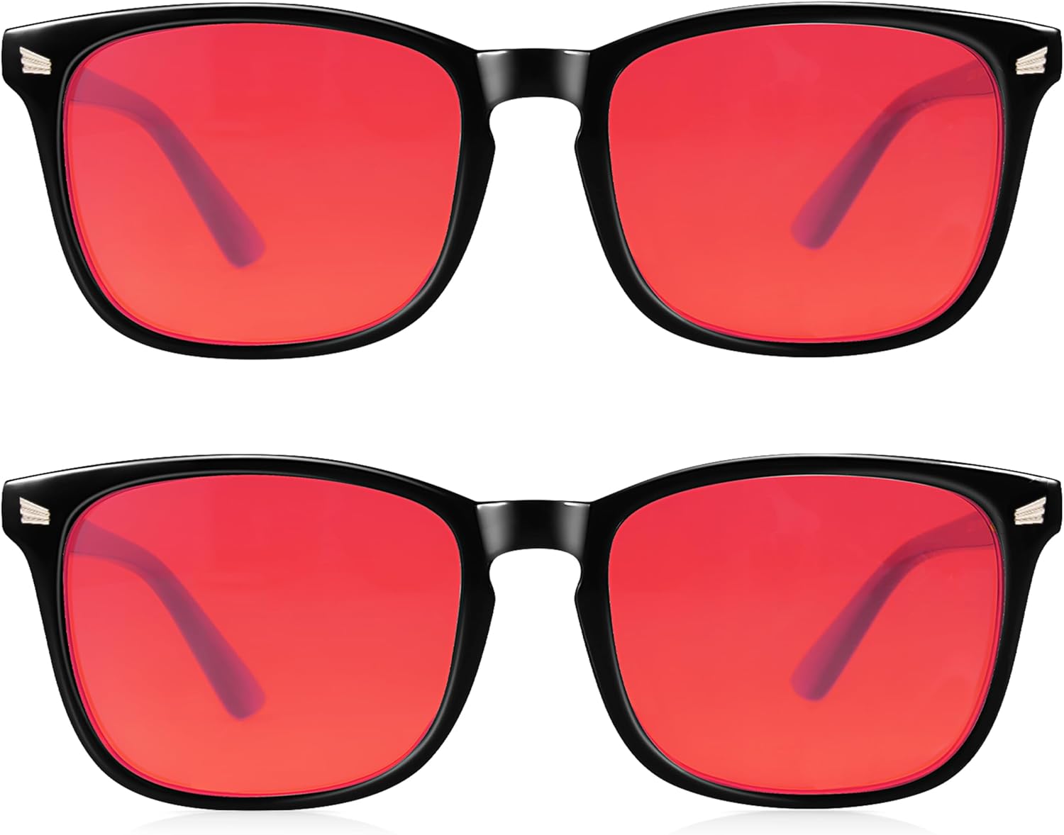 2 Packs Professional Sleep Glasses with 99.9% Blue Light Blocking Dual AR Coatings Red Lens, Computer Gaming Glasses for Men Women, Anti Fatigue & Eye Strain