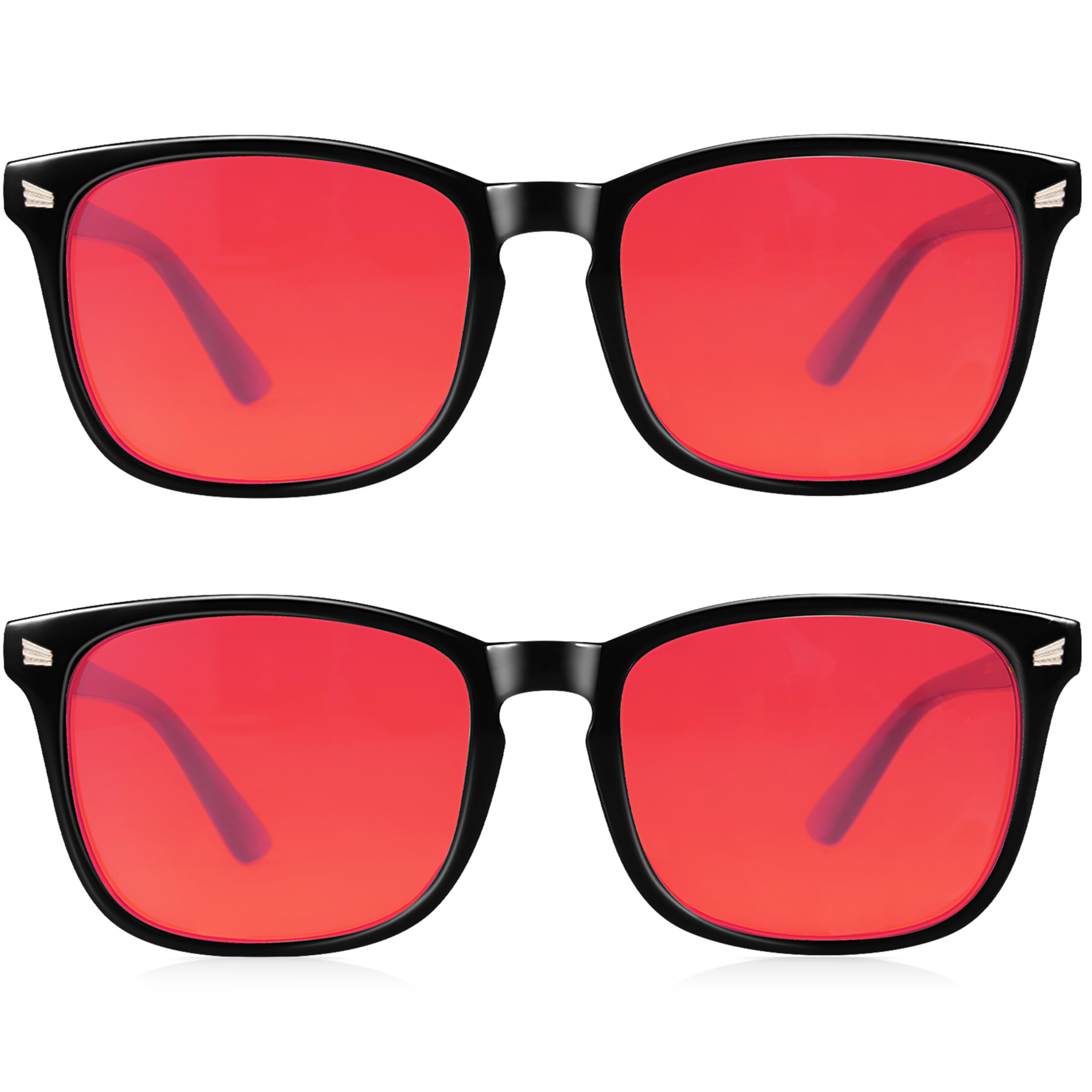 2 Packs Professional Sleep Glasses with 99 9 Blue Light Blocking Dual AR Coatings Red Lens Computer Gaming