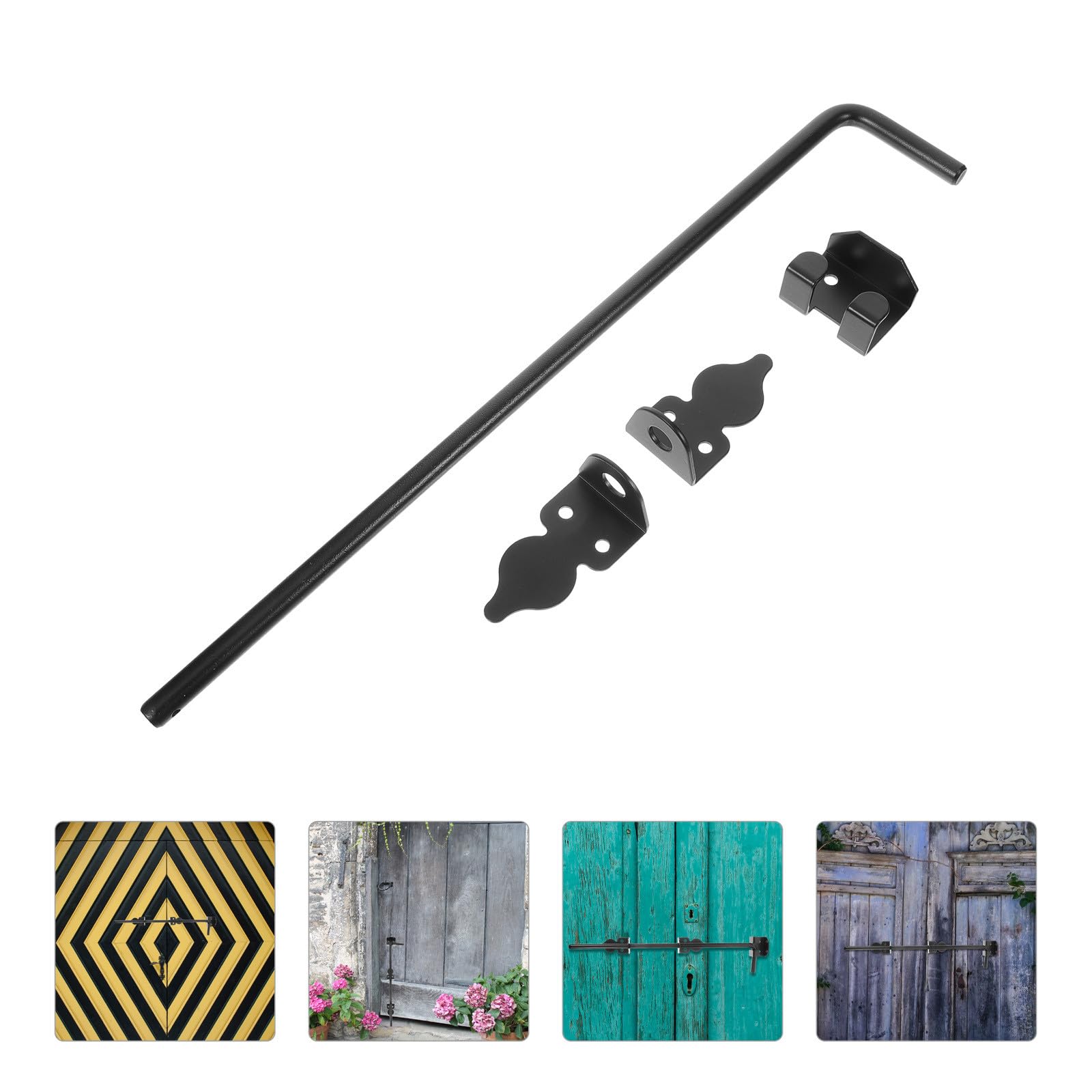 Sewroro Loquet De Portail En Fer Noir Anti-rouille 45 Cm, Tige De Verrouillage Solide Pour Porte Coulissante Extérieure, Barre De Sécurité Pour Porte-fenêtre, Installation Facile, Usage Résidentiel