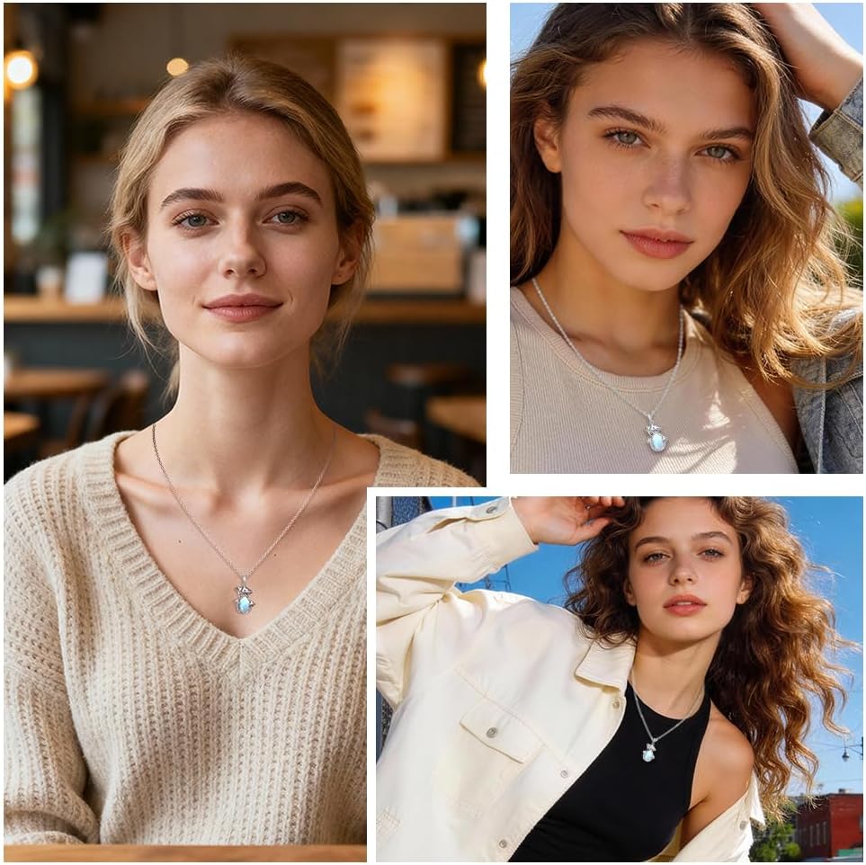 Mushroom Necklace for Women Sterling Silver Snail Moonstone Necklaces Moonstone Pendant Jewelry Mushroom Gifts - Image 7