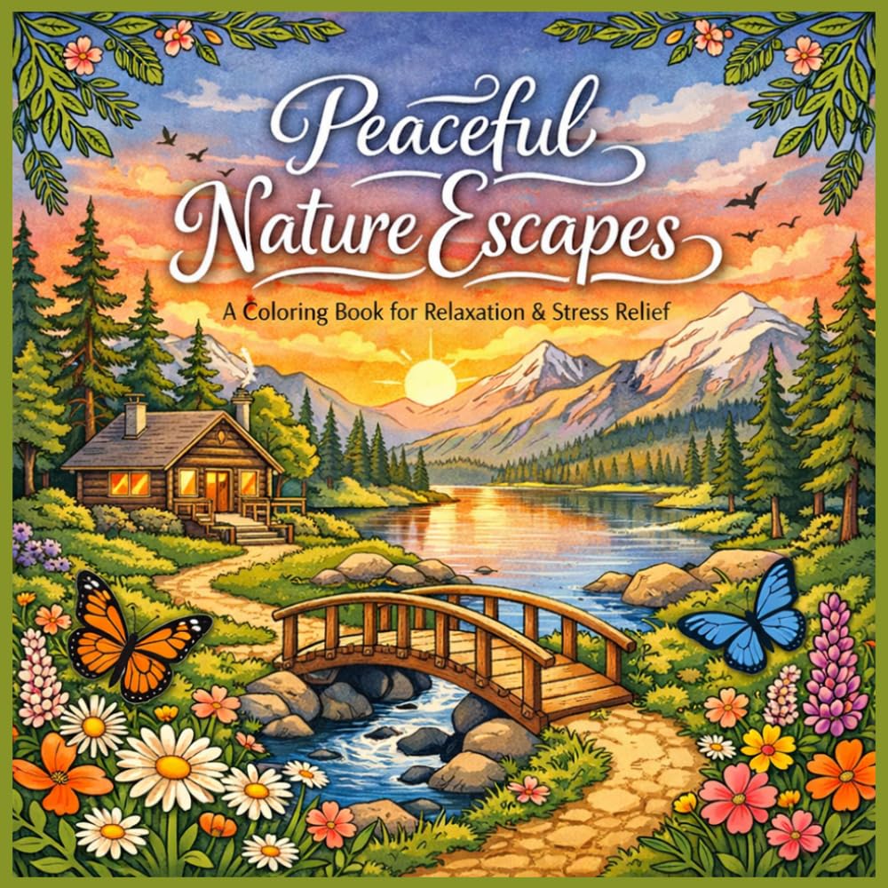 Peaceful Nature Escapes: A Relaxing Coloring Book Filled with Calming Scenery, Cozy Landscapes, Forest Retreats, Lakeside Views, and Stress-Relieving Nature Designs