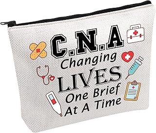 CNA Appreciation Gift CNA Graduation Gift CNA Changing Lives One Brief At A Time Makeup Bag (CNA Changing Lives B)