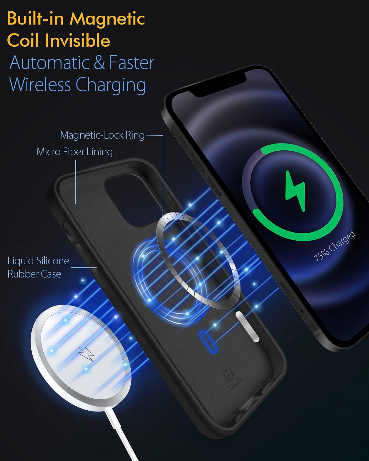 3inuS Mag-Safe Case for iPhone 12/12 Pro Compatible with Mag-Safe Wireless Charging, 6.1 inch Shockproof Protective Silicone Case Built in Magnetic-Lock Ring, Multicolor