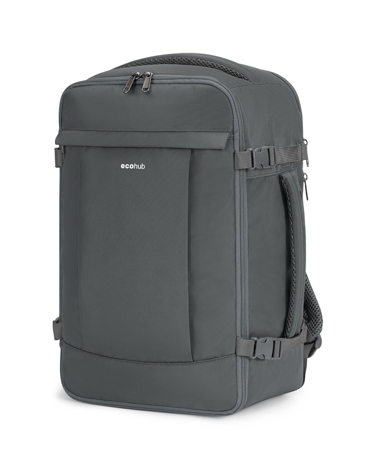 ECOHUB 20L Zaino Ryanair 40x20x25, Zaino Da Viaggio Aereo Bagaglio a Mano Con Scomparto Per Laptop 3D, Resistente all'Acqua Bagaglio a Mano 40x20x25 Ryanair, Riciclato Zaino Viaggio Donna Uomo, Grigio