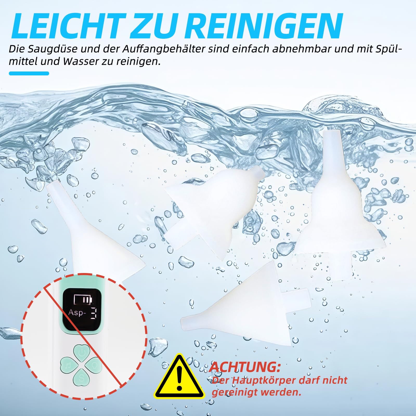 Baby-Nasensauger, 3-stufig einstellbare Saugleistung, 4 Silikonköpfe, Musik- und Lichtfunktion, geeignet für Neugeborene, Säuglinge und Kleinkinder