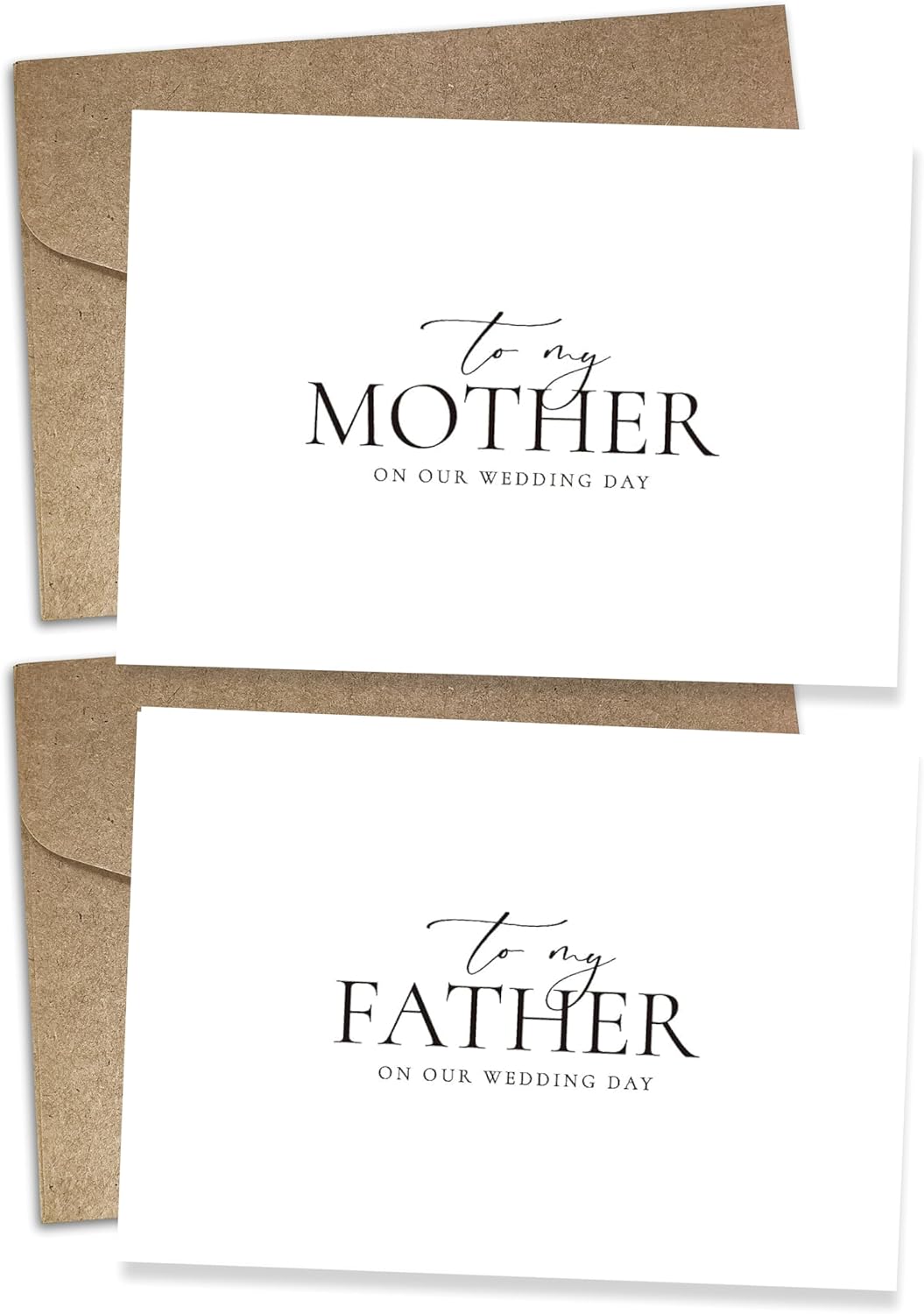 Set of 2 Wedding Day Card for Parents, Parents Of The Bride/Groom Gifts, To My Father On Our Wedding Day, To My Mother On Our Wedding Day. (Father/Mother A)
