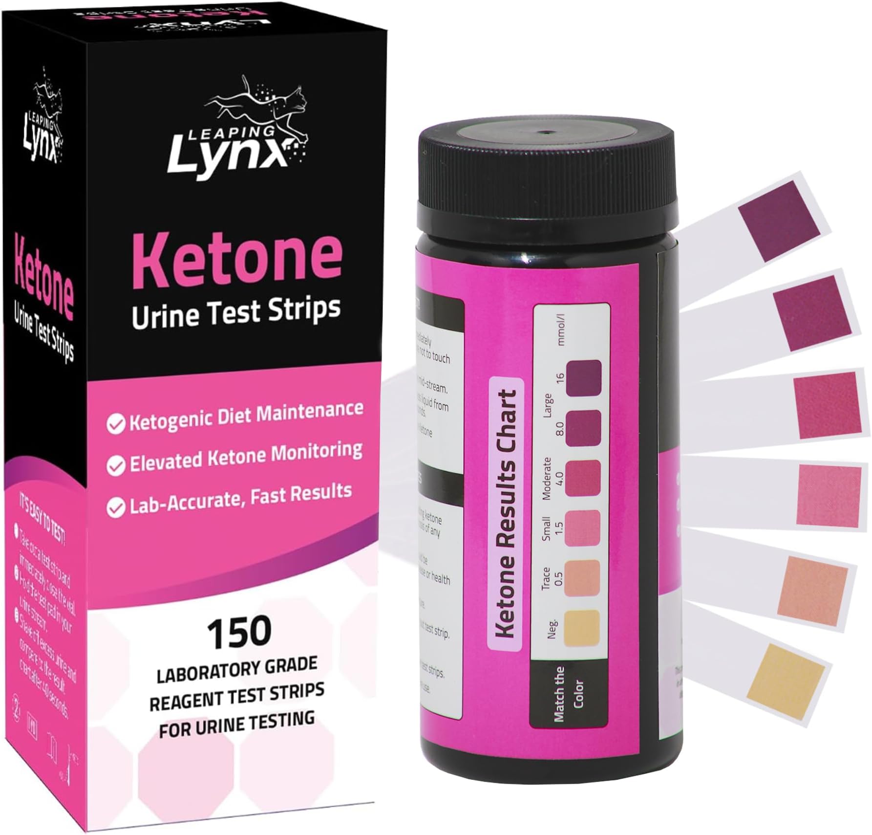 150 Premium Ketone Test Strips Urine Test for Ketogenic, Low Carb, Atkins & Paleo Diets - Extra-Long Strips - CONVENIENTLY and AFFORDABLY check your level of ketosis – Made in an ISO-Certified Facility