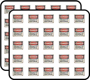 Danger Radioactive Material Vintage Metal Sign Decorative Scrapbooking Sticker Waterproof Vinyl Stickers for Water Bottle, Laptop & Phone Case 50 Pack