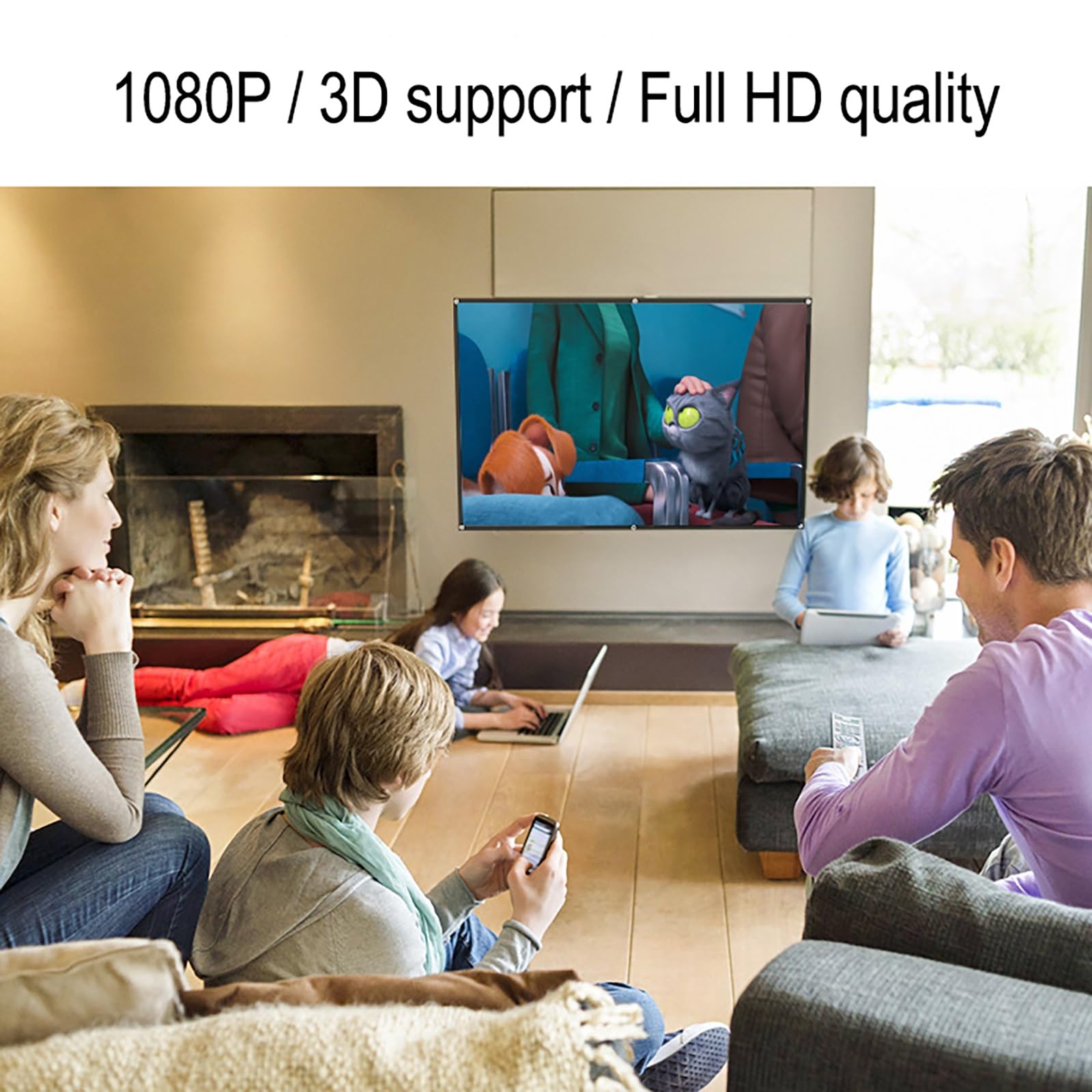 ROFBIHG Schermo Proiettore Lavabile Pieghevole Antipiega per Cinema, Schermo Proiezione 16:9, Schermi Cinematografici per Proiezione Bifacciale, Adatto per HDTV/Sport/Film/presentazioni(150 inch)