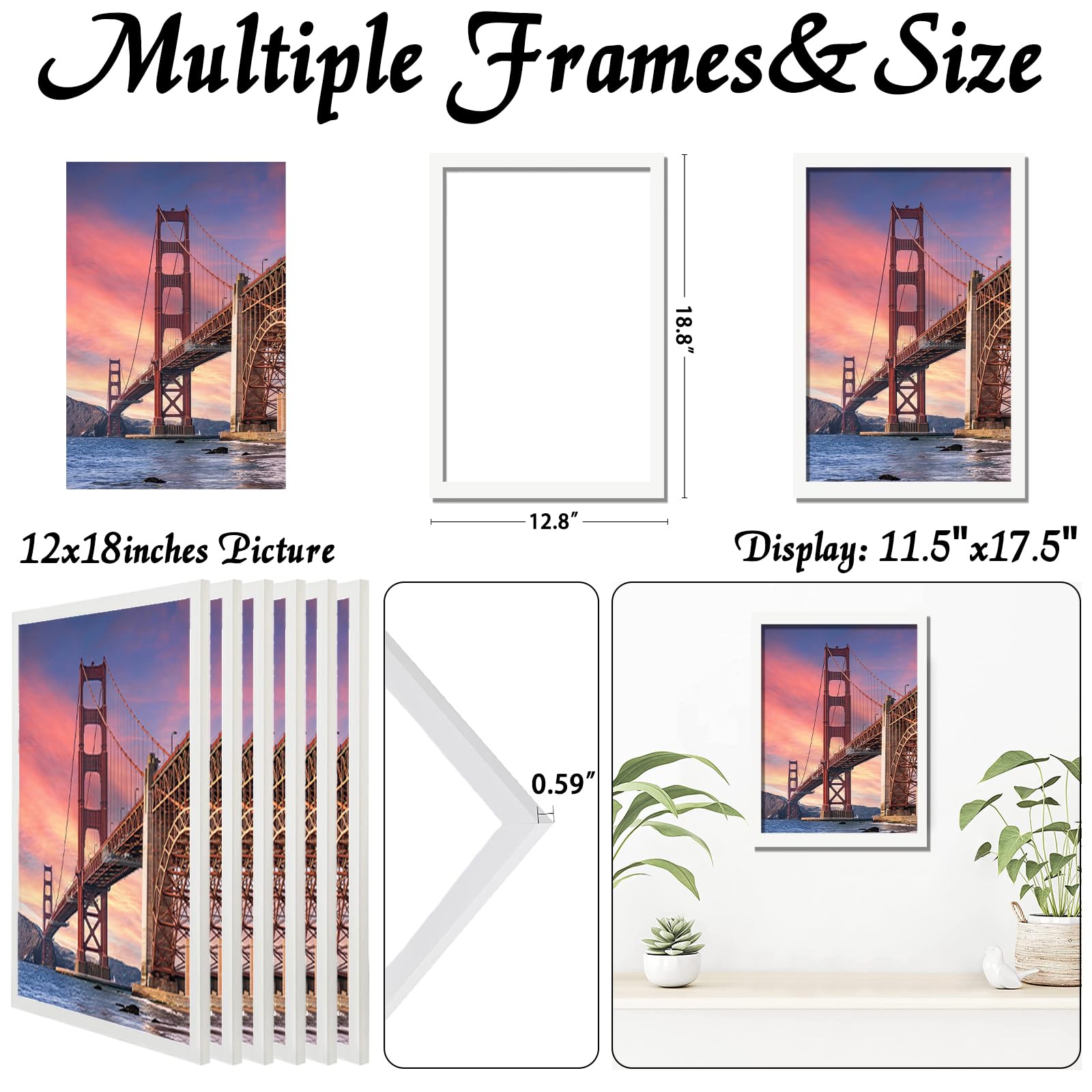 Set Of 2 Black 12x18 Picture Frames - Modern Wall Art For Photos & Posters