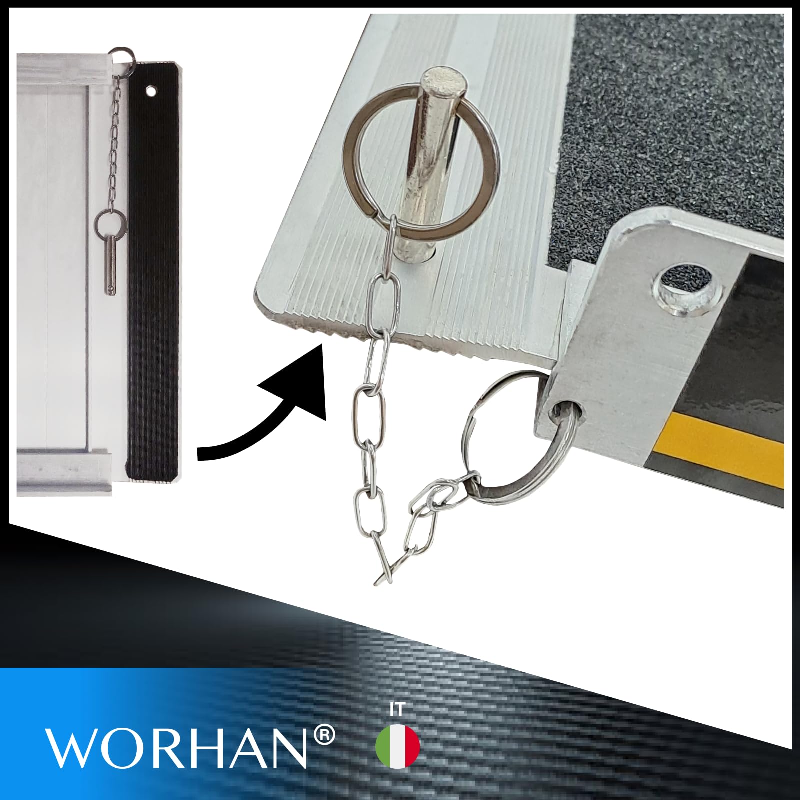 WORHAN RAMPA ANTISDRUCCIOLO CARICO A VALIGIA IN ALLUMINIO max 272 KG PER SEDIA A ROTELLE GRANDE SELEZIONE 244cm R8J
