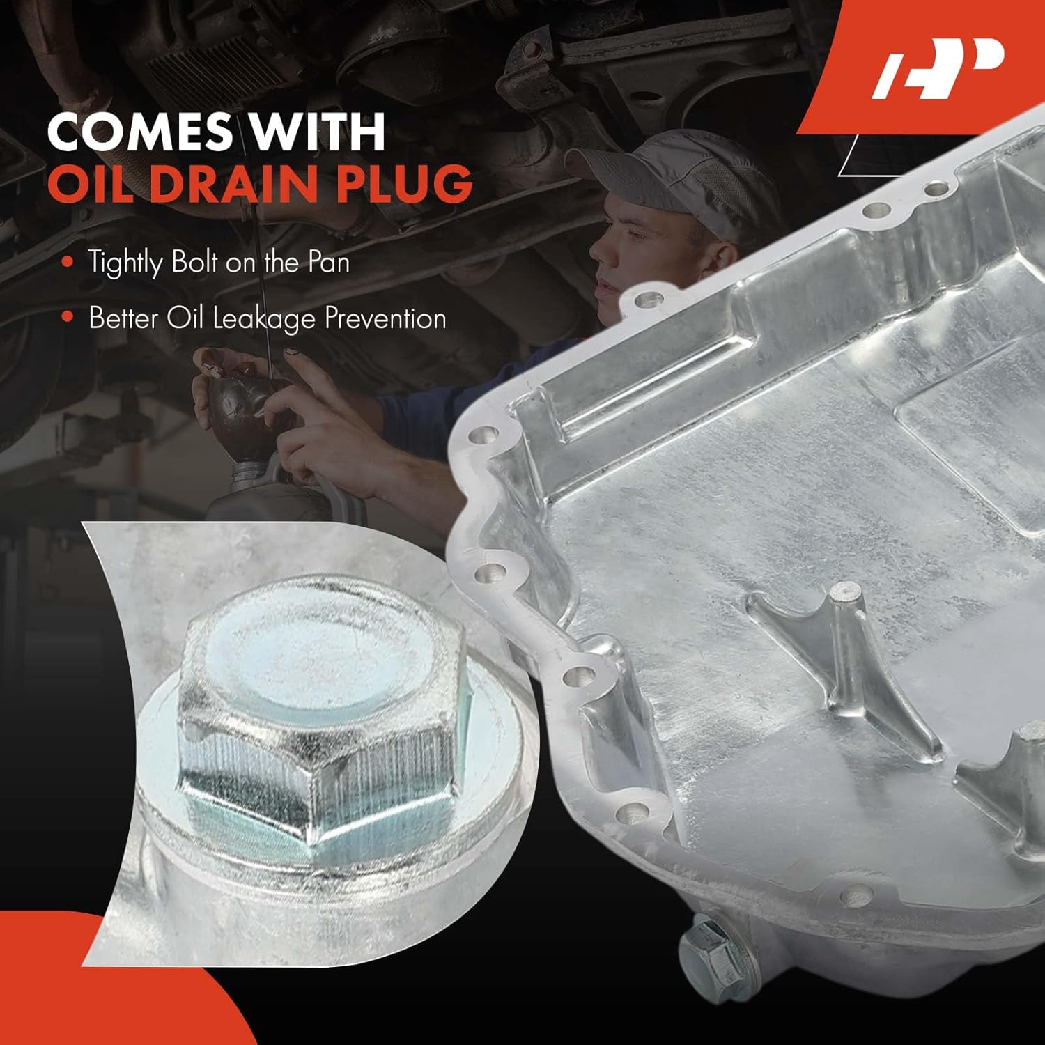 A-Premium Lower Engine Oil Pan Sump with Drain Plug Compatible with Audi A4 2002-2005, A4 Quattro 2002-2006, A6 2002-2004, A6 Quattro 2002-2004, 3.0L, Replaces 06C103604C, 311-58699