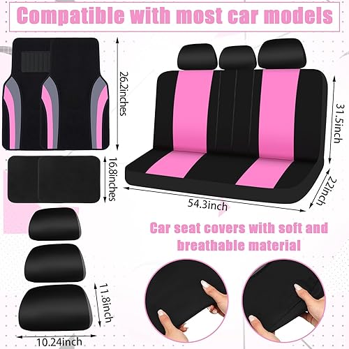 Miniatura 24 de Fabbay Juego completo de 21 fundas de asiento de automóvil, fundas para volante, reposabrazos y cinturón de seguridad, alfombrillas para cinturón