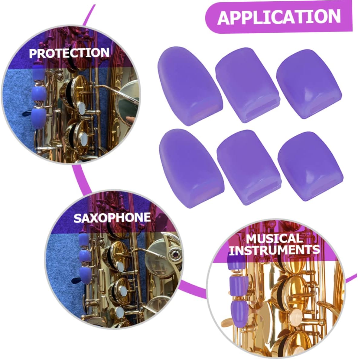 HANABASS 6Pcs Saxophone Side Key Pads Silicone Side Key Covers for Alto/Tenor Saxophone Heightening Finger Protectors Sturdy and Easy to Install