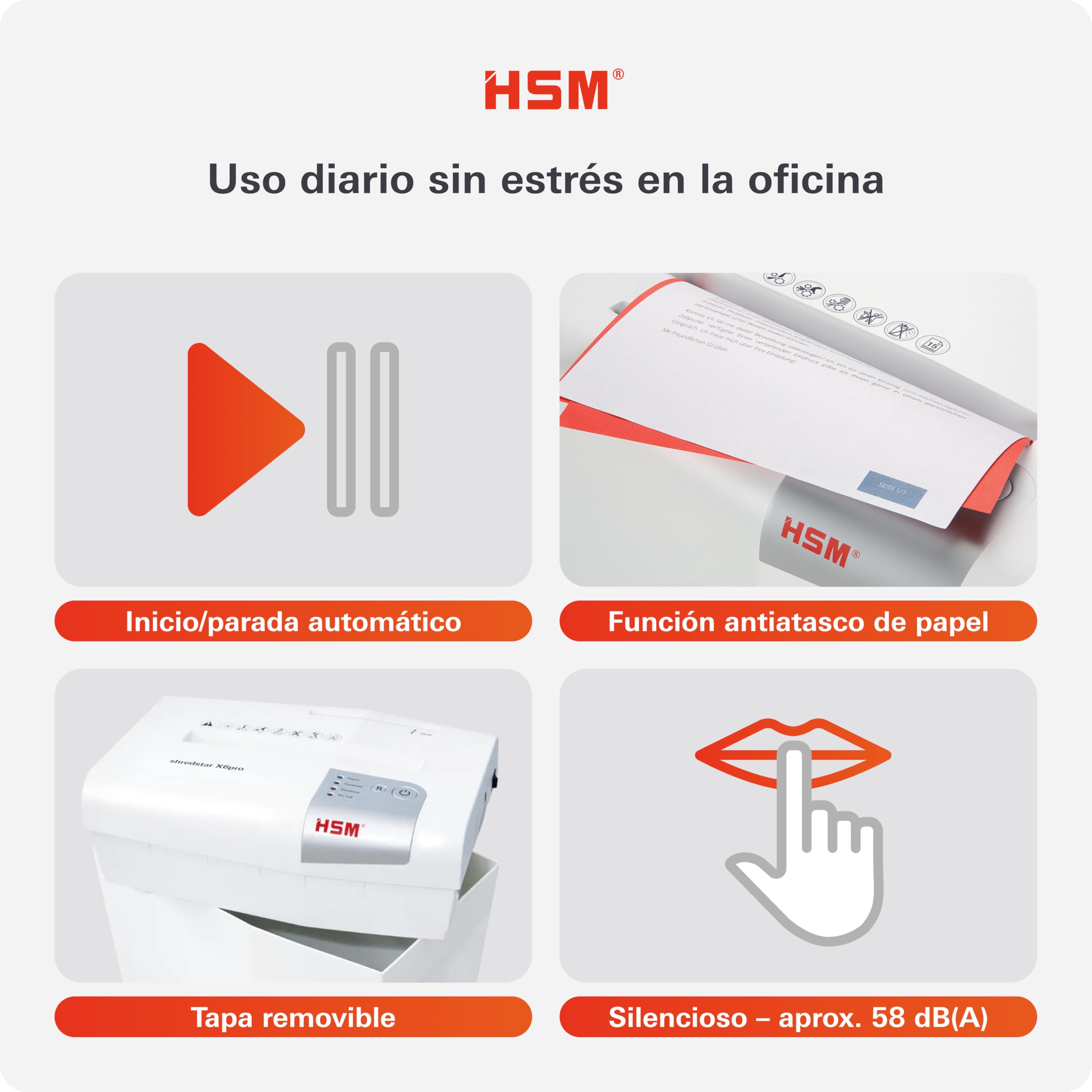 HSM shredstar X10 - Destructora de documentos, 4x5x30 mm, color blanco plata | Volumen de recogida 20 l, partículas,