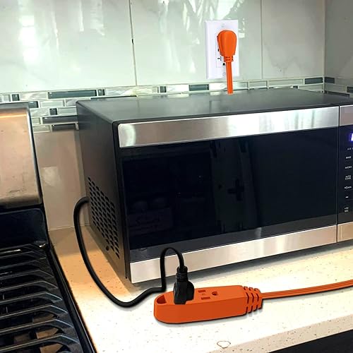 Miniatura 6 de K KASONIC - Paquete de 2 cables de extensión de 3 salidas de 1 pie - Toma múltiple con conexión a tierra de triple cable, certificación UL 163