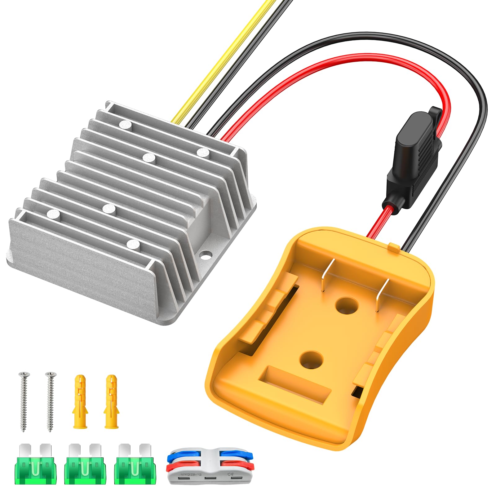 20V to 12V Step-Down Converter Compatible with Dewalt 20V Battery, DC 12V 20A 240W Voltage Reducer Regulator for Golf Cart RC Car LED Lights DIY Toys