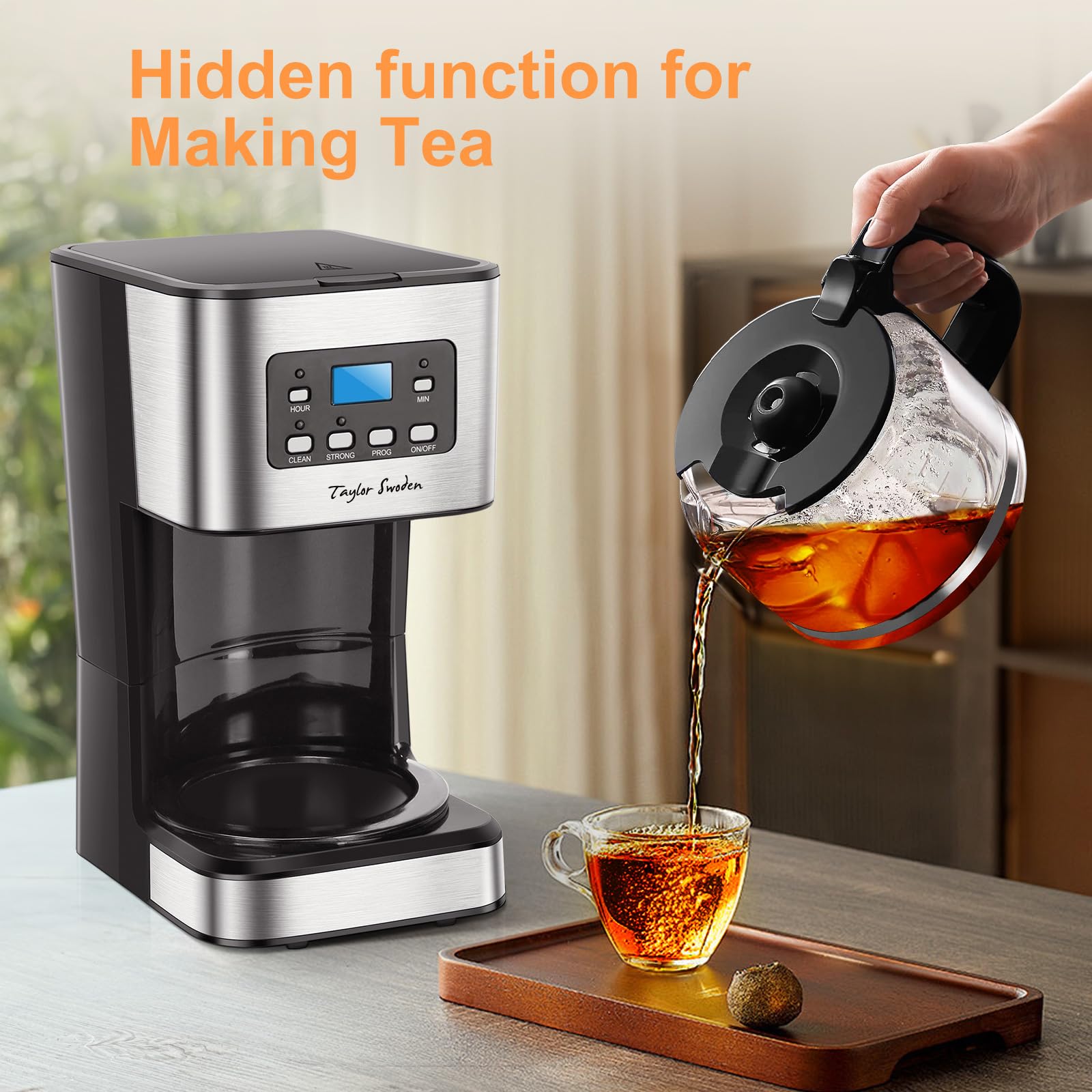 Taylor Swoden Darcy 950W Kaffeemaschine mit Timer 1.5L Filterkaffeemaschine 12 Tassen BPA-frei Schwarz