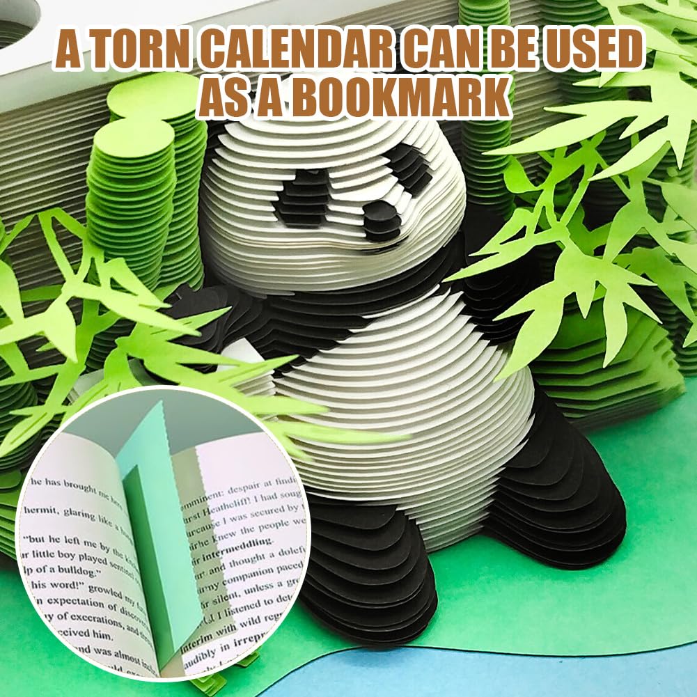 Calendario 3 eses Calendario 3D 2025 De Panda - Escultura De Papel
