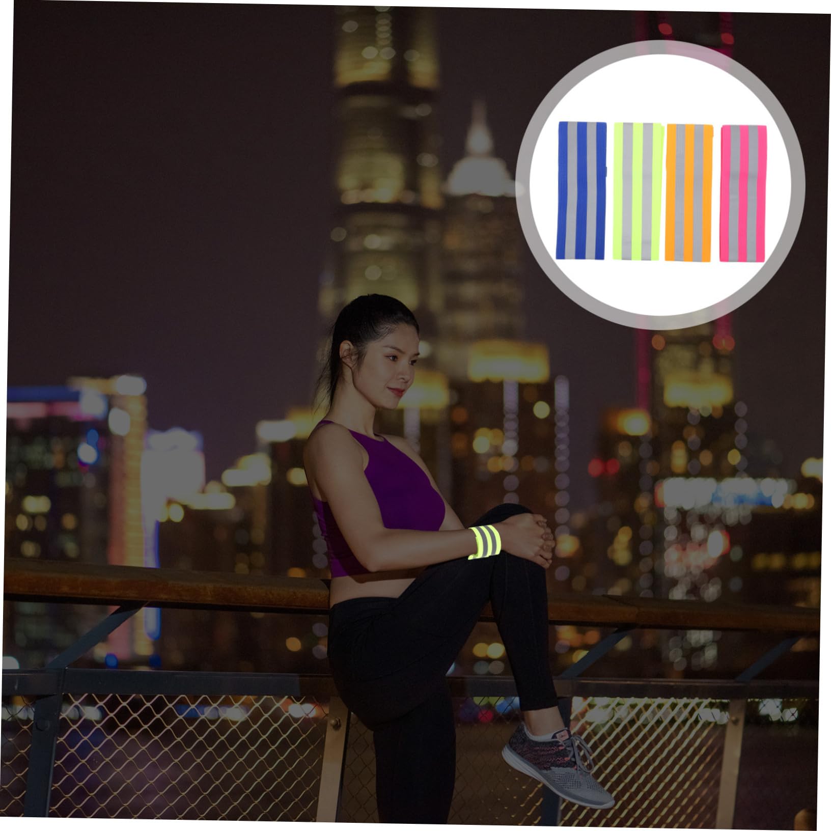 Happyyami 12paia Fasce Riflettenti per Corsa Notturna di Bracciali Elasticizzati per Jogging Ciclismo e attività Outdoor Alta visibilità e Comfort Assicurato