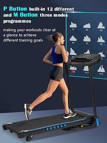 Miniatura 8 de Merax Cinta de correr inclinada, cintas de correr plegables hidráulicas para el hogar, máquina de correr silenciosa de 3.0 HP con estación de carga