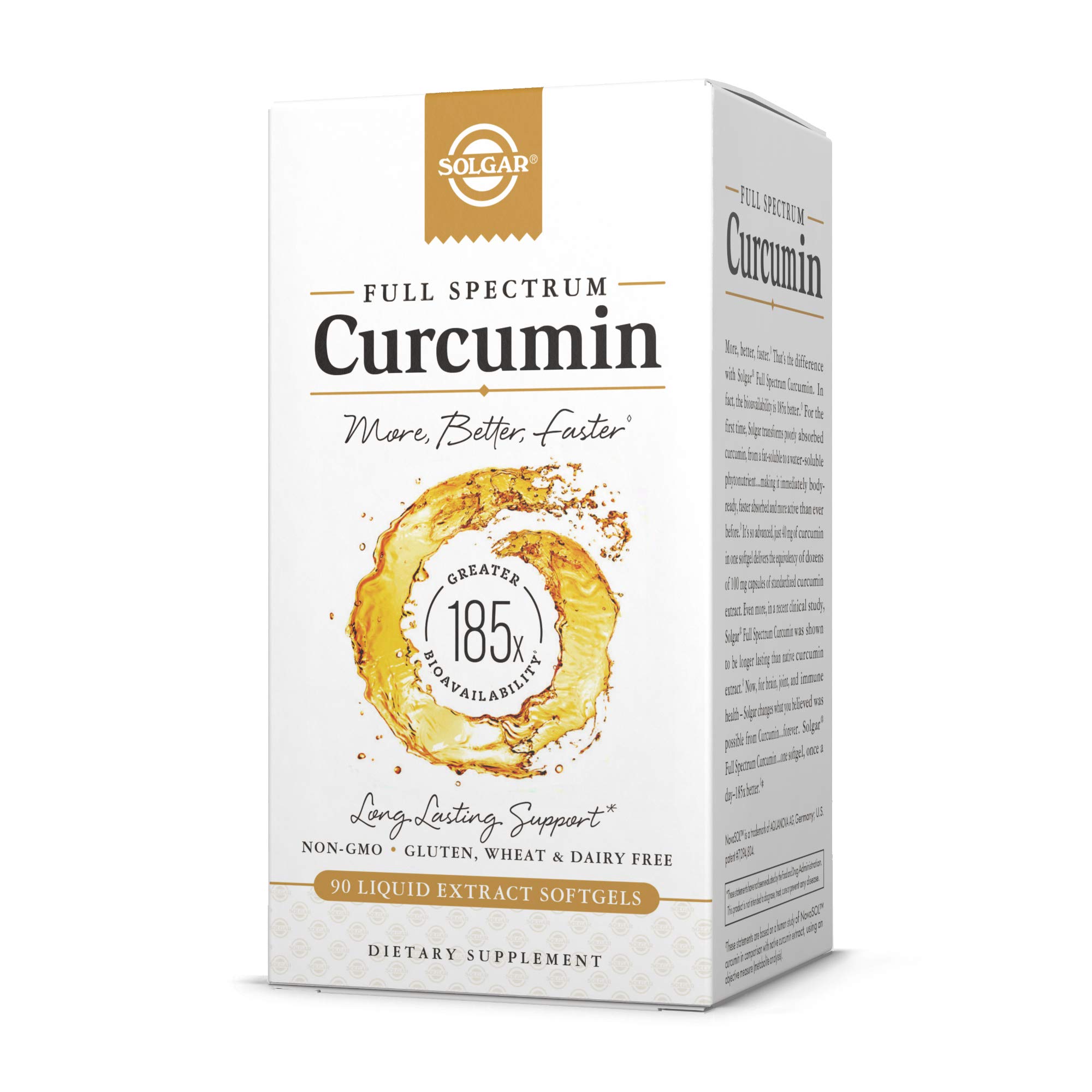 Amazon.com: Solgar Full Spectrum Curcumin Liquid Extract Softgels - 90  Count - Faster Absorption - Brain, Joint & Immune Health - Non-GMO, Gluten- Free, Dairy-Free, Soy-Free - 90 Servings : Health & Household