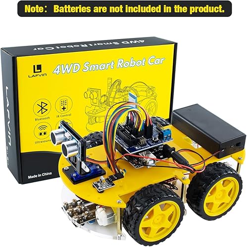 Miniatura 6 de LAFVIN Kit de coche robot inteligente incluye sensor ultrasónico, placa R3 compatible con Arduino IDE con tutorial