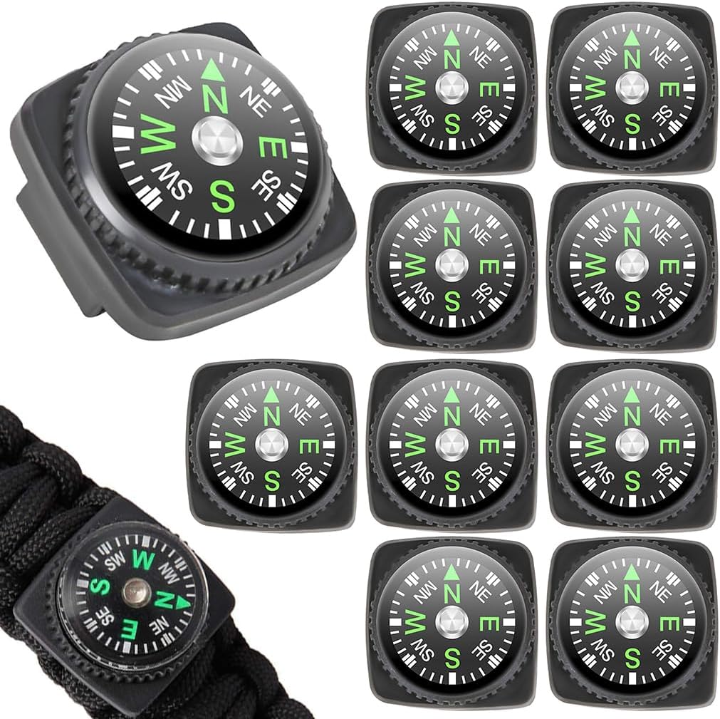 PROBEROS® Pack of 10 High Precision Wrist Compass for Directions, 24mm Base Mount Compass Compatible with 21mm Watch Strap, Outdoor Hiking, Camping, Travel, Survival Gear Accessories