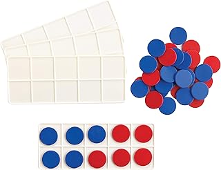 edxeducation Ten Frame Classroom Set - Math Manipulatives for Kids - 16 Plastic Ten Frames - 160 Counters - Classroom Math Supplies