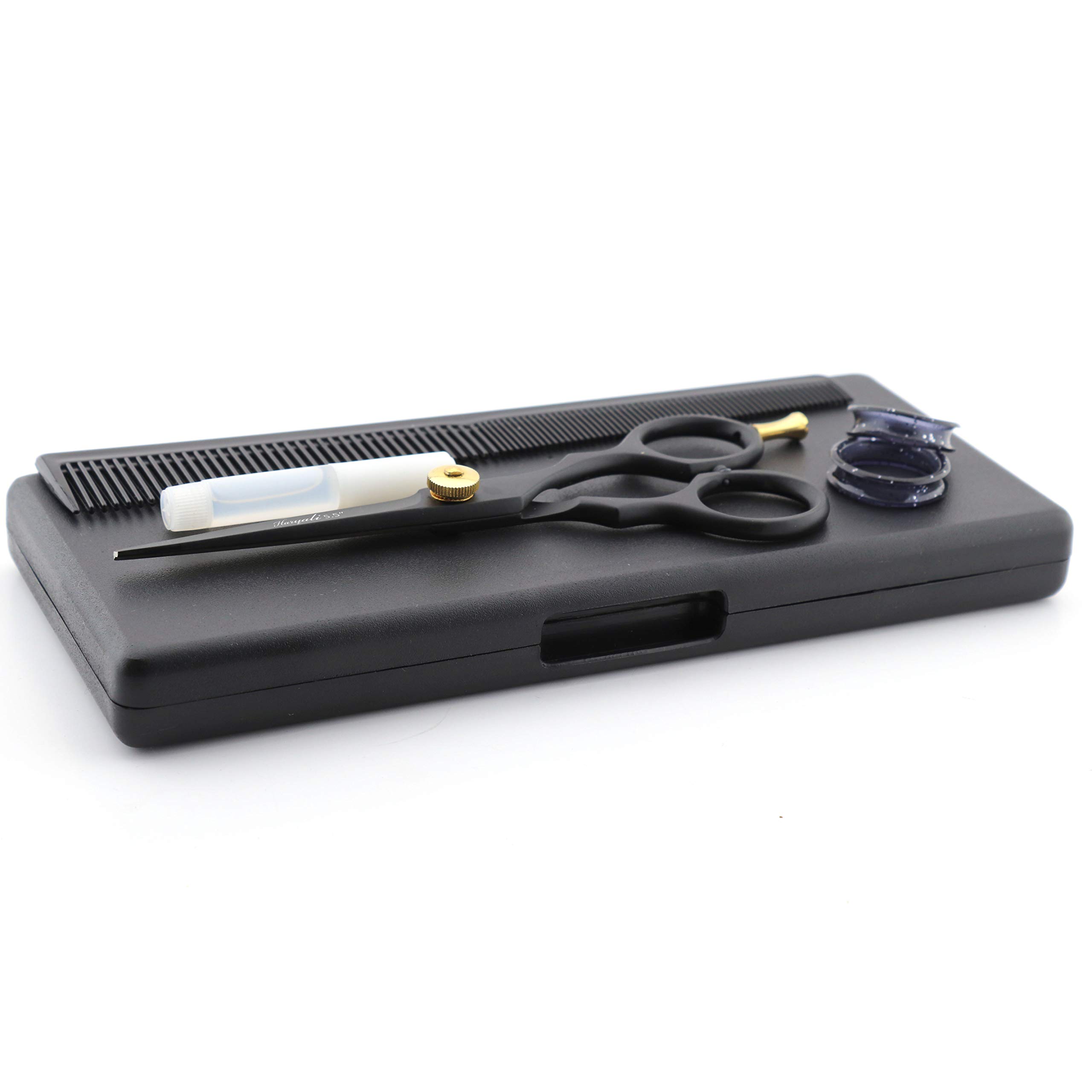 Professionelle Friseurschere Aus Japan – 14 Cm, Schwarz, Scharf, Mit Verstellbarem Fingerring