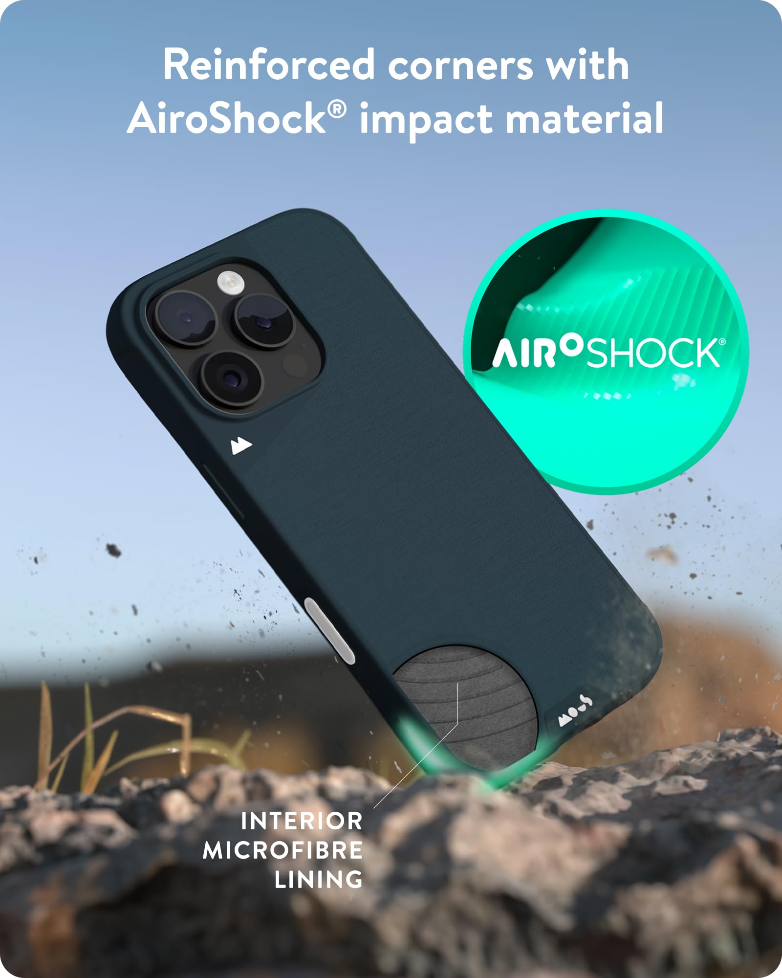 Mous Etui na iPhone'a 16 Pro z MagSafe, przyciskiem sterowania aparatem - Limitless 6.0 - Niebieski - Ochronna osłona na telefon