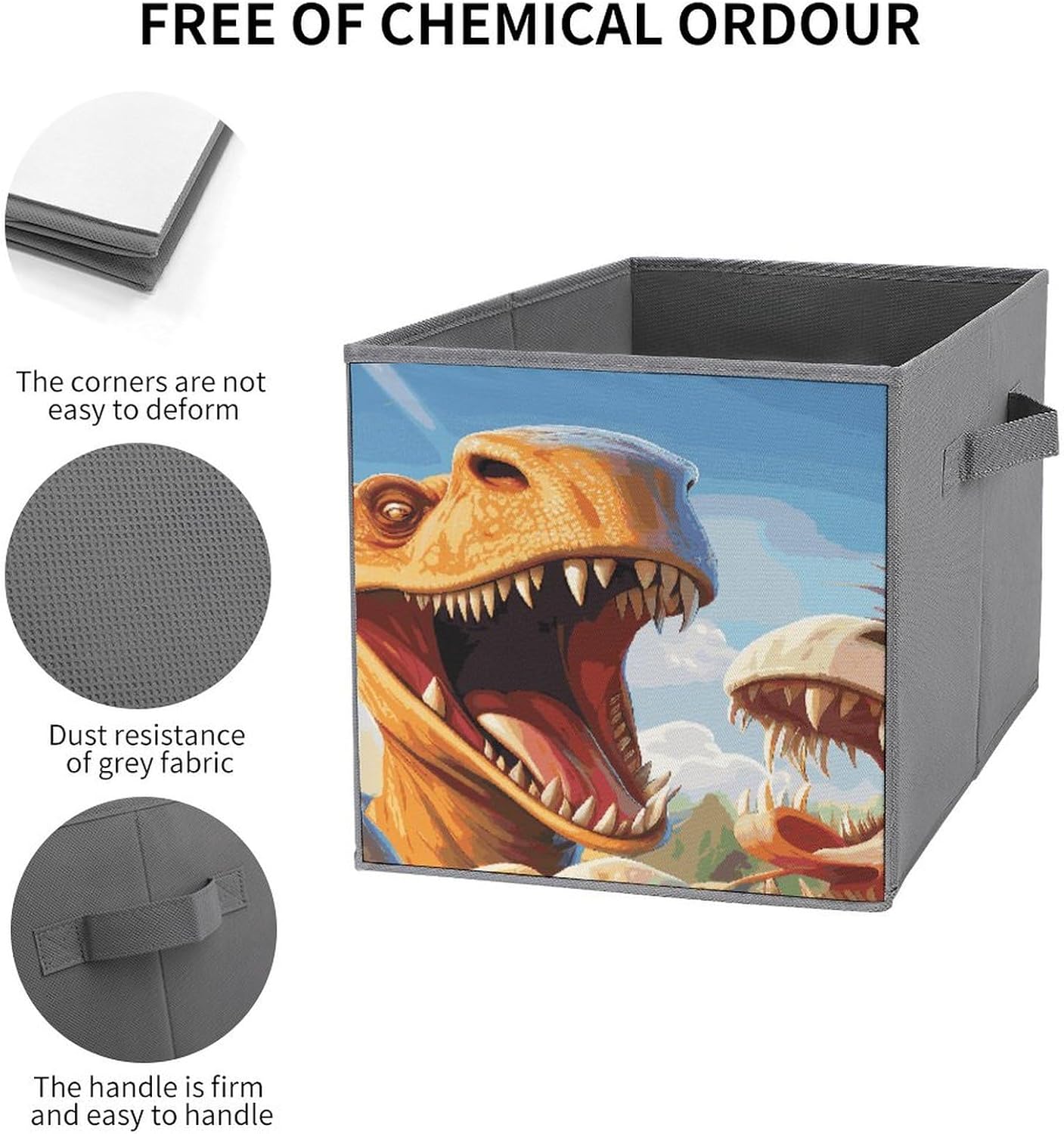 Multi Use Organizer Bins, Dinosaurs Selfie Printed Storage Bins, Foldable Storage Baskets Are Suitable For Bedrooms, Offices, And Cars