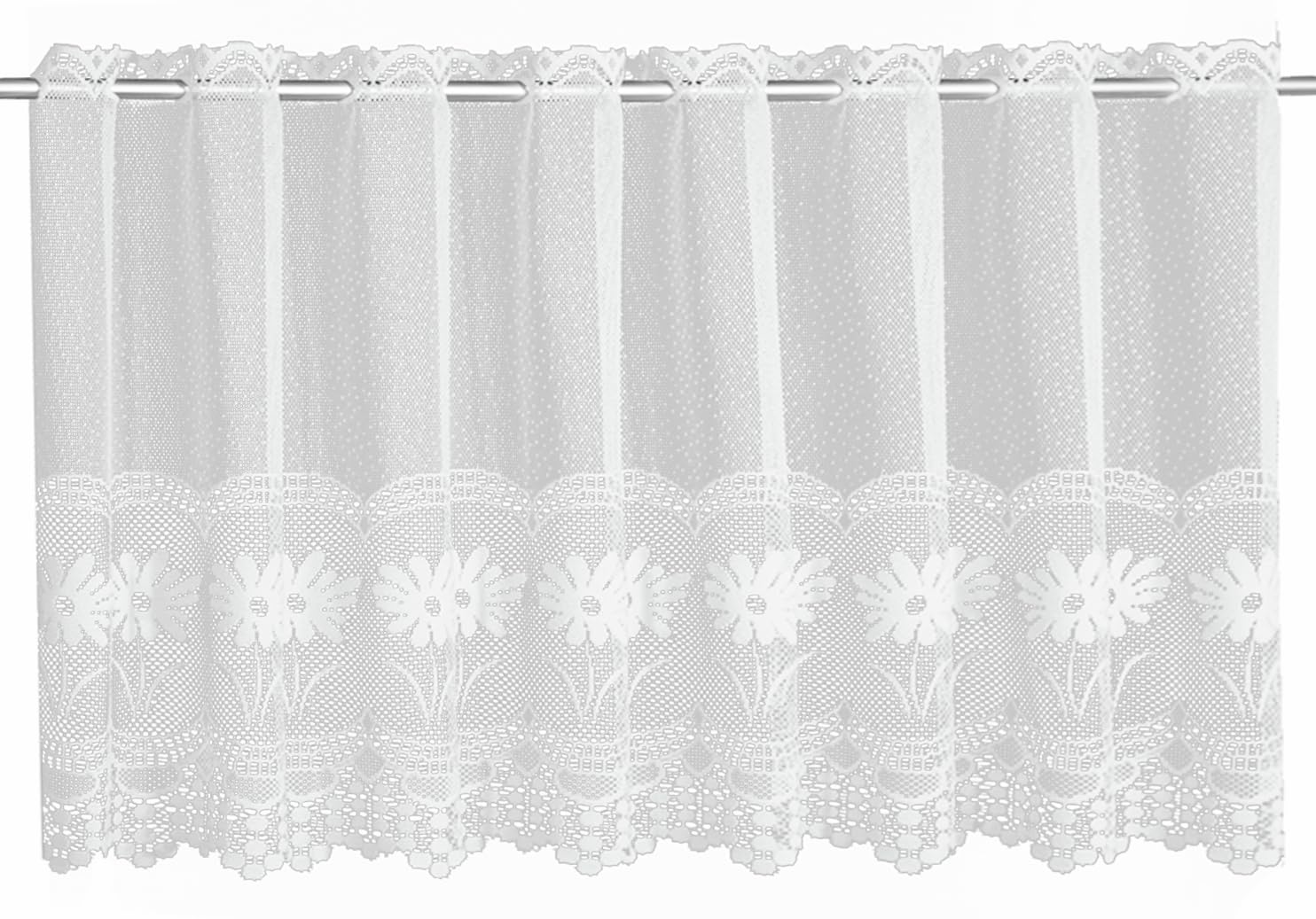 Gardinia Bistro Curtain Jacquard Flowers White 130 x 45 cm