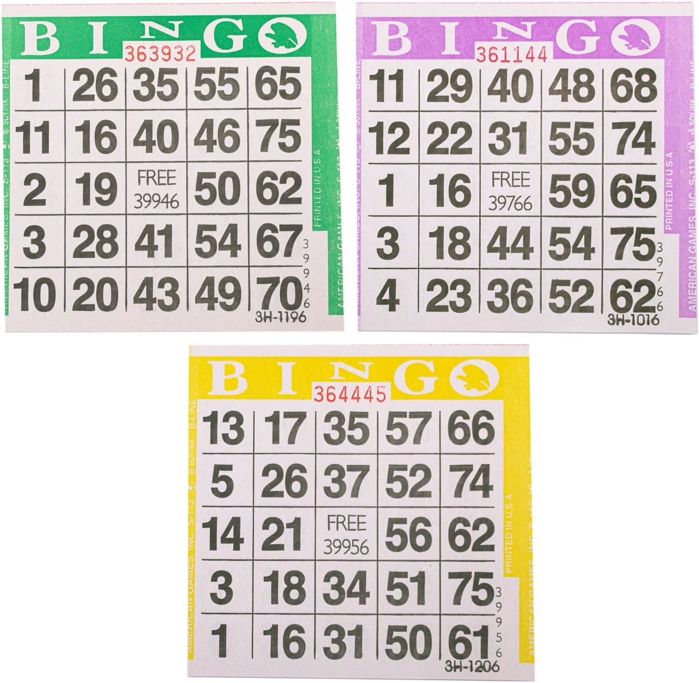 1on Triple Pack Bingo Paper Game Cards 500 Green Cards