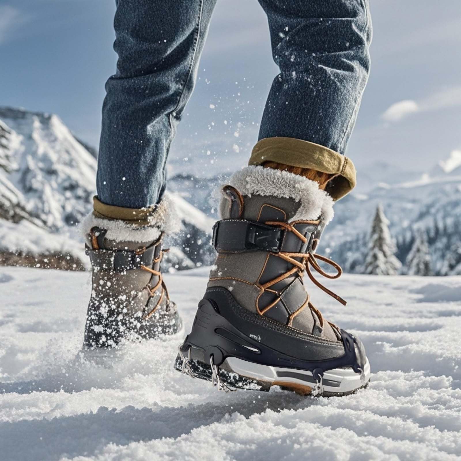 Ice Snow - Ramponi antiscivolo a 19 punte, per scarpe da ghiaccio, per passeggiate invernali all'aperto, alpinismo ed escursionismo