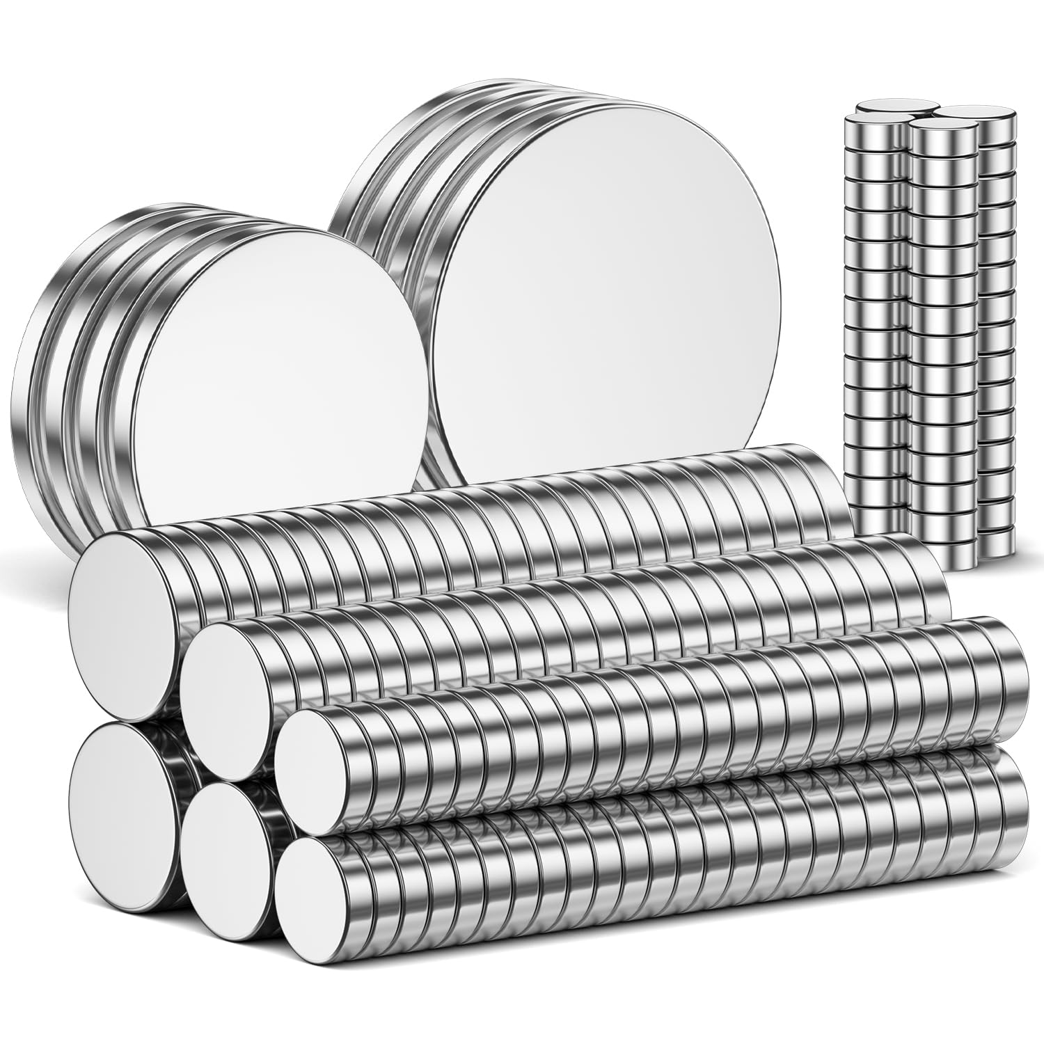 Grtard Round Neodymium Magnet Small Magnets, 5 Different Size 70 Pcs Disc Magnets for Crafts, Rare Earth Small Refrigerator Whiteboard Magnet for Home, Kitchen, Office, School