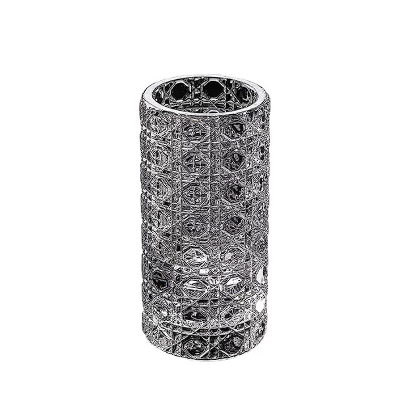 Crystal Glass Candle Holder Square-Patterned Textured Design Romantic Ambiance Decor for Candlelight Dinners Aromatherapy(M)