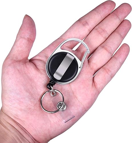 Miniatura 4 de Wisdompro Soporte para tarjetas de identificación con carrete retráctil, paquete de 2 portatarjetas de identificación transparente vertical de doble