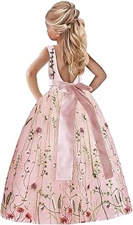 3D Flower Applique Floral Fairy Embroidered Overlay Strap Tie Tulle One Shoulder A-Line Flower Girl Dress - Buy now
