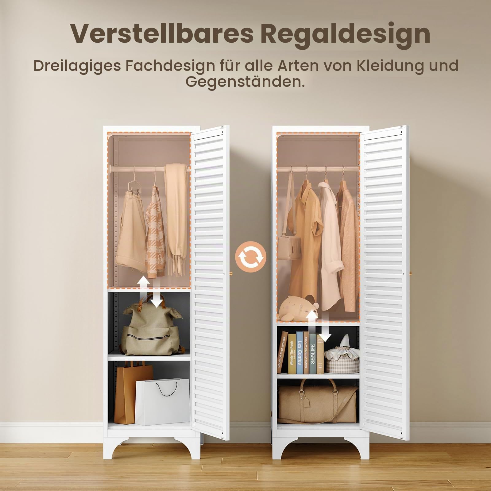 Sightlife Kleiderschrank Metallschrank Garderobenschrank 45B x 155H x 49Tcm