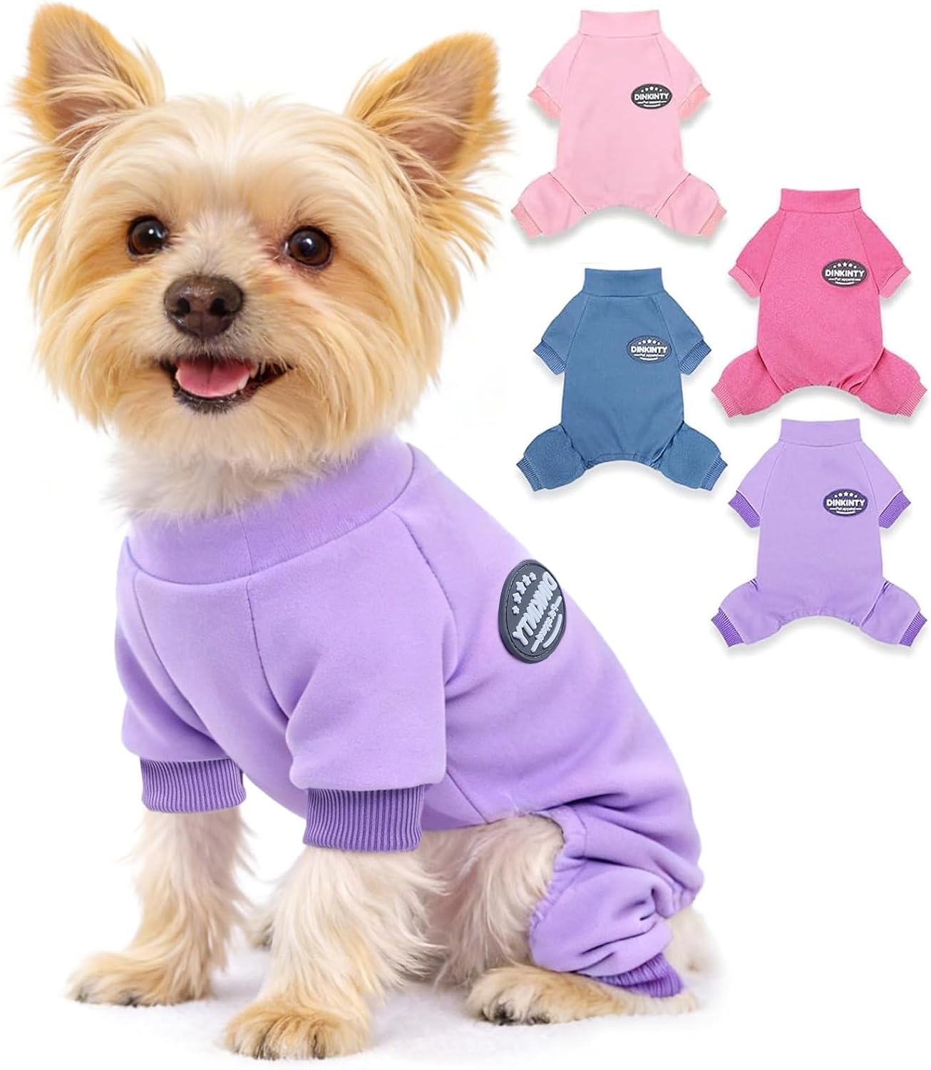 Puppy Sweaters for Small Dogs Girl Winter Warm Soft Yorkie Puppy Pjs Stretchy Jumpsuit Doggie Pet Clothes Outfits XXS~L (Purple, XX-Small)