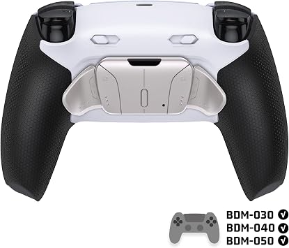 eXtremeRate RISE4 Plus MAX RMB Back Paddles Kit with Clicky Trigger Stops & Rubberized Grip for PS5 Controller BDM-030 040 050, Remappable Real Metal Back Buttons Kit for PS5 Controller – White Black