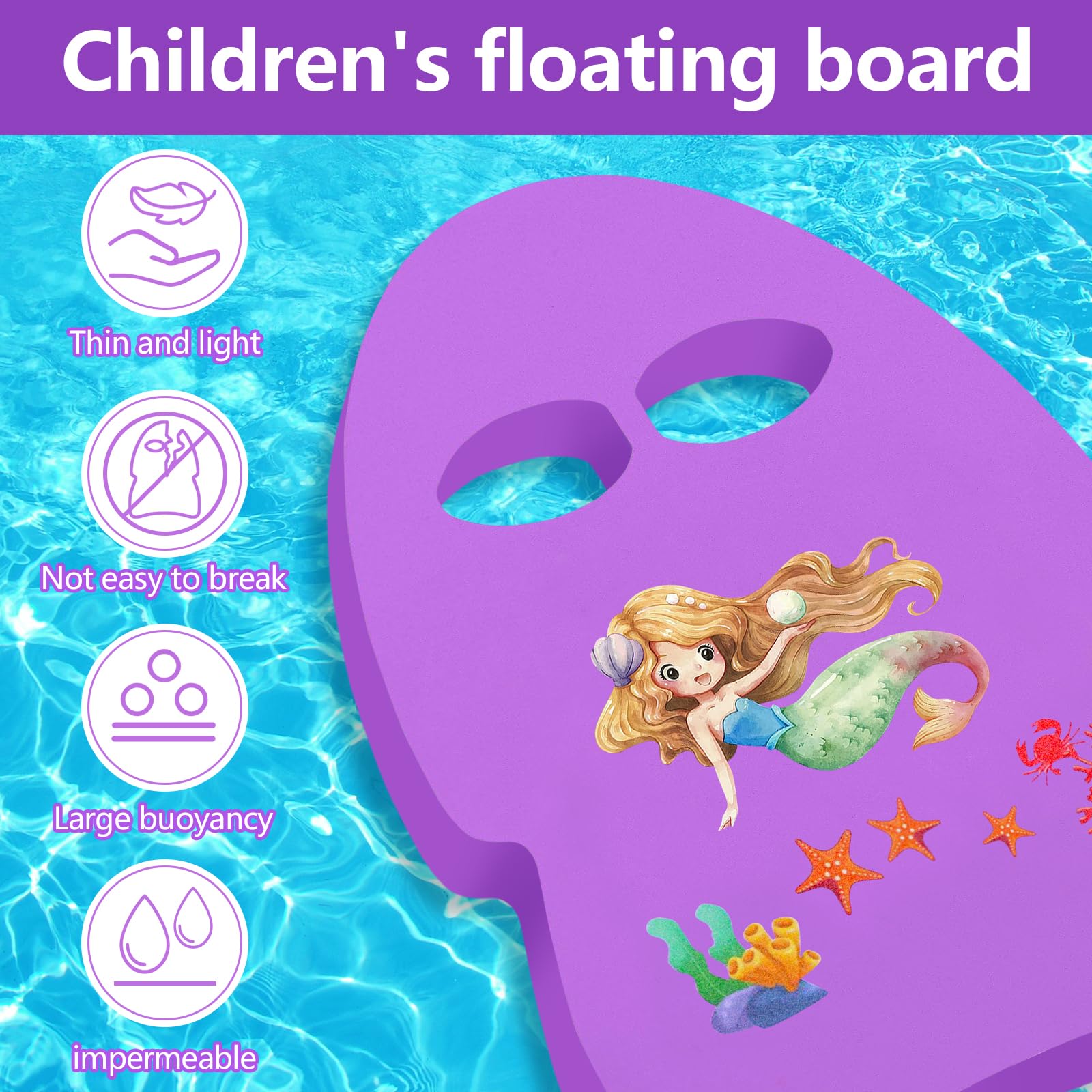 Tavoletta Nuoto per Bambini e Adulti, Kickboard con Manico, Tavola da Nuoto, Galleggiante di Nuoto per Esercizi di Nuoto e Allenamento (Blu a A