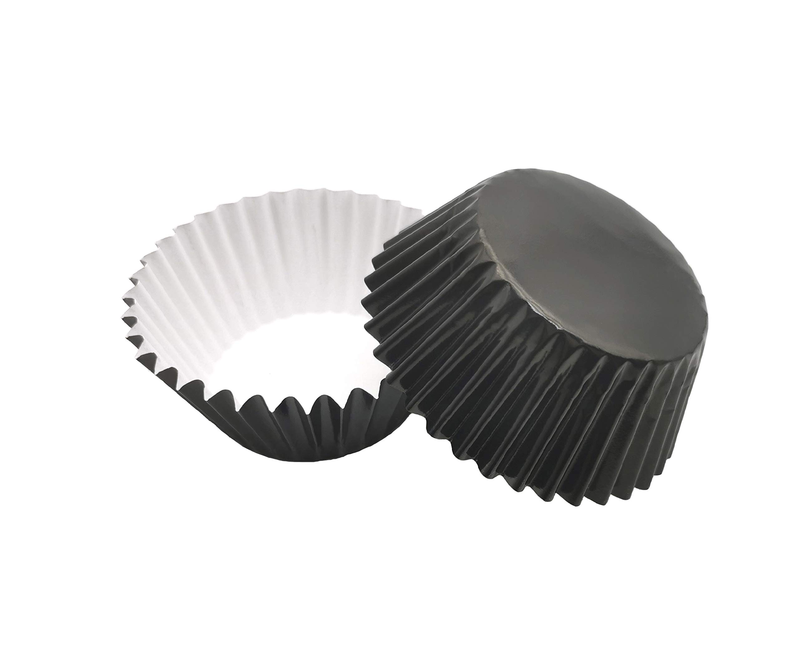 200 Pcs Standard Sized Foil Cupcake Liners Baking Cups (Black)
