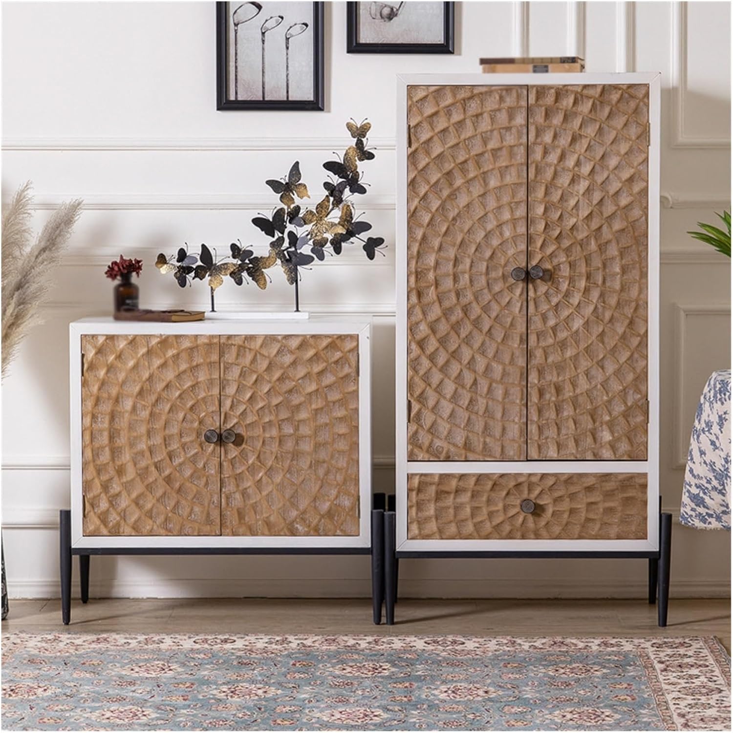 Bufetera Solid Wood Living Room Large Capacity Storage Sideboard B&B Bedroom Decoration Storage Bedside Table Aparadores para Comedor, 76X38X147cm