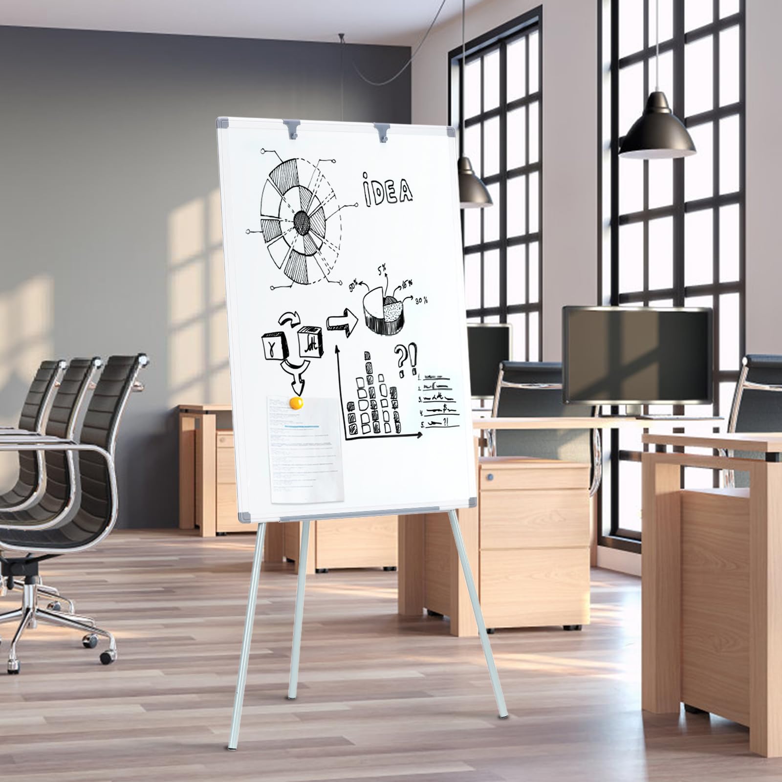 Swancrown Paperboard,90x60cm,Tableau Blanc Effacable sur Pied,Tableau Velleda,Hauteur RéGlable,pour bureau domicile école