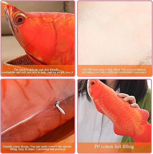 Miniatura 3 de Peluche de pez rojo dorado Arowana, almohada de peluche de 11.8 pulgadas